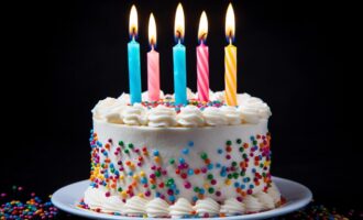 Праздничный торт с разноцветными свечами