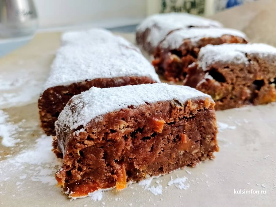 Кондитерская колбаска из печенья с сухофруктами без выпечки