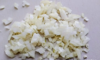 Мелко нарезанный репчатый лук для мясных котлет